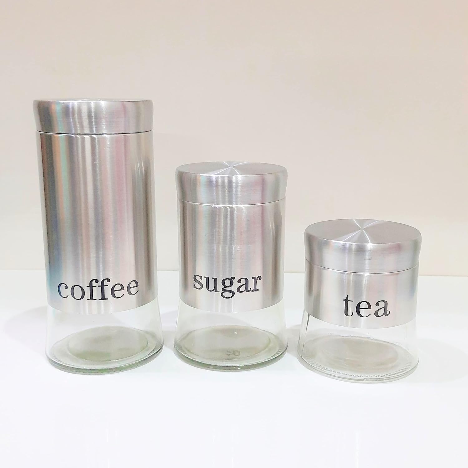 Your Style Glass Sugar, Tea, Coffee Container 3 Piece Storage