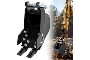YUCCALIAO 200mm Narrow Digging Bucket，7.87in Mini Excavator Attachments，Hole Diameter 0.98in Mini Excavator Attachments, Center Wheelbase 3.54in (Black-Teeth-200mm)