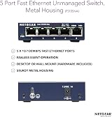 NETGEAR FS105 5-Port Fast Ethernet 10/100 Unmanaged Network Switch Desktop view 2