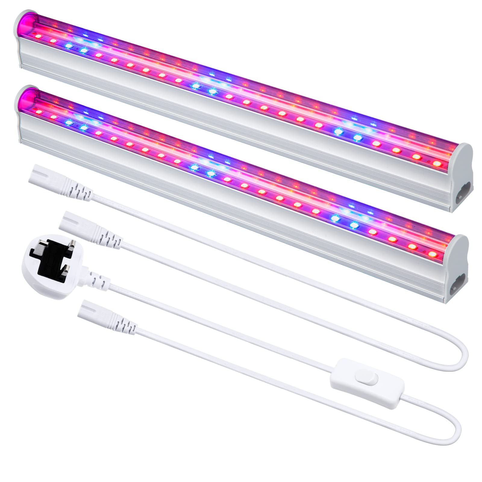Tekmelau LED Grow Lights Bars for Indoor Plants Grow Lamp with Red/Blue Spectrum Grow Light Strip with Power Switch Wire + Cables for Succulents Seedlings Greenhouse (Pack of 2)