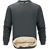 Tansozer Mens Fleece Crewneck Sweatshirt Warm Sherpa Lined Thick Pullover Long Sleeve Tops Shirts