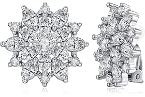 FAMARINE CZ Clip on Earrings for Women Clip Earring Non-pierced Earrings