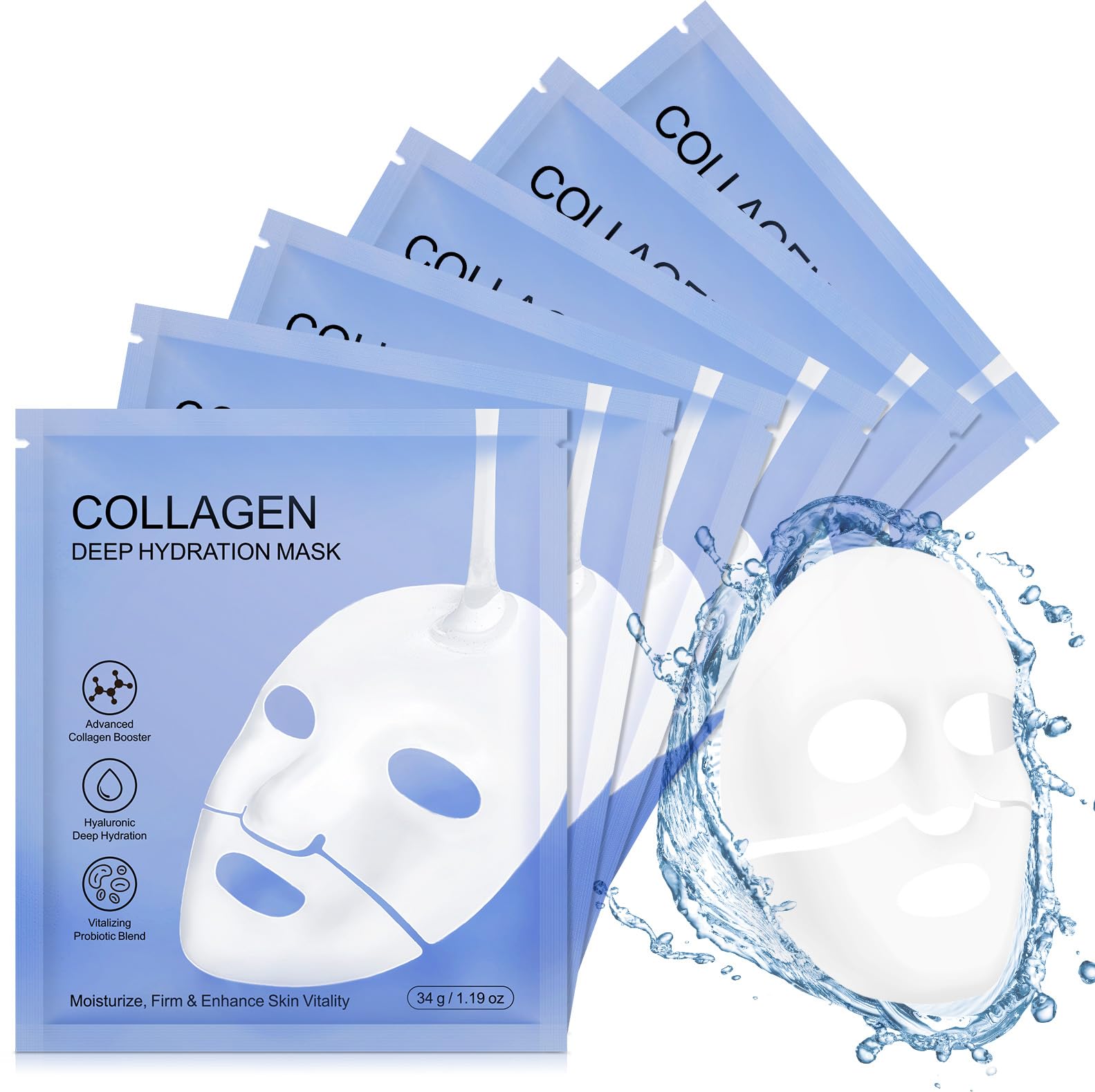 Bio Collagen Face Mask, Collagen Face Masks, Collagen Overnight Face Mask, Masks For Deep Repairing And Moisturizing Anti Wrinkles (6Pcs)