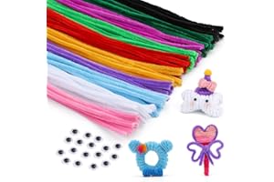 TIKJIUA 100Pcs Pipe Cleaners Craft, 10 Colors Craft Pipe Cleaners with Wiggle Eyes for Crafts, Multi-Color Pipe Cleaners Craft Supplies for DIY Crafts Christmas, Halloween, Thanksgiving