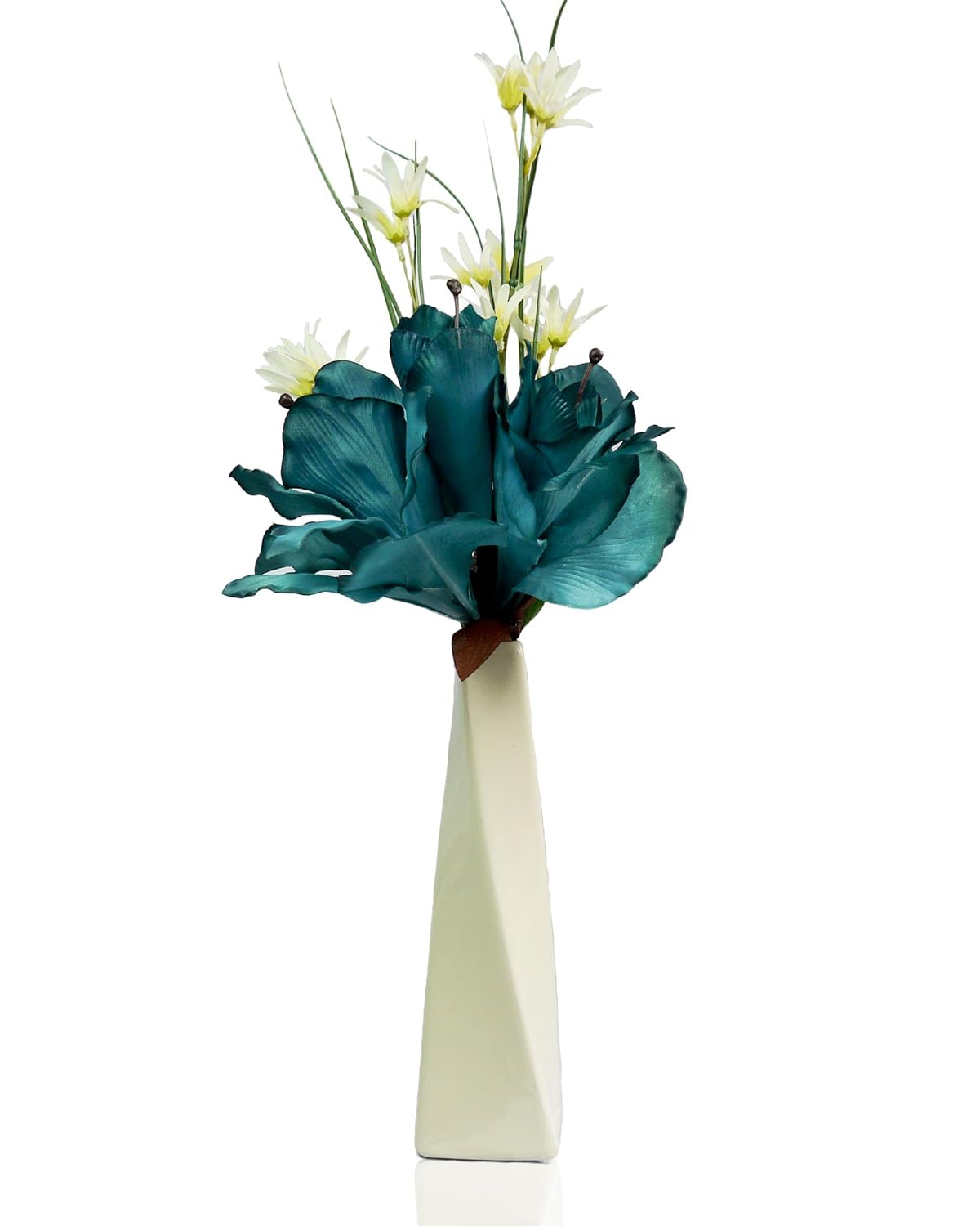Amaryllis Posy Teal Silk Flowers Arrangement in Vase Amazon.co.uk Kitchen & Home