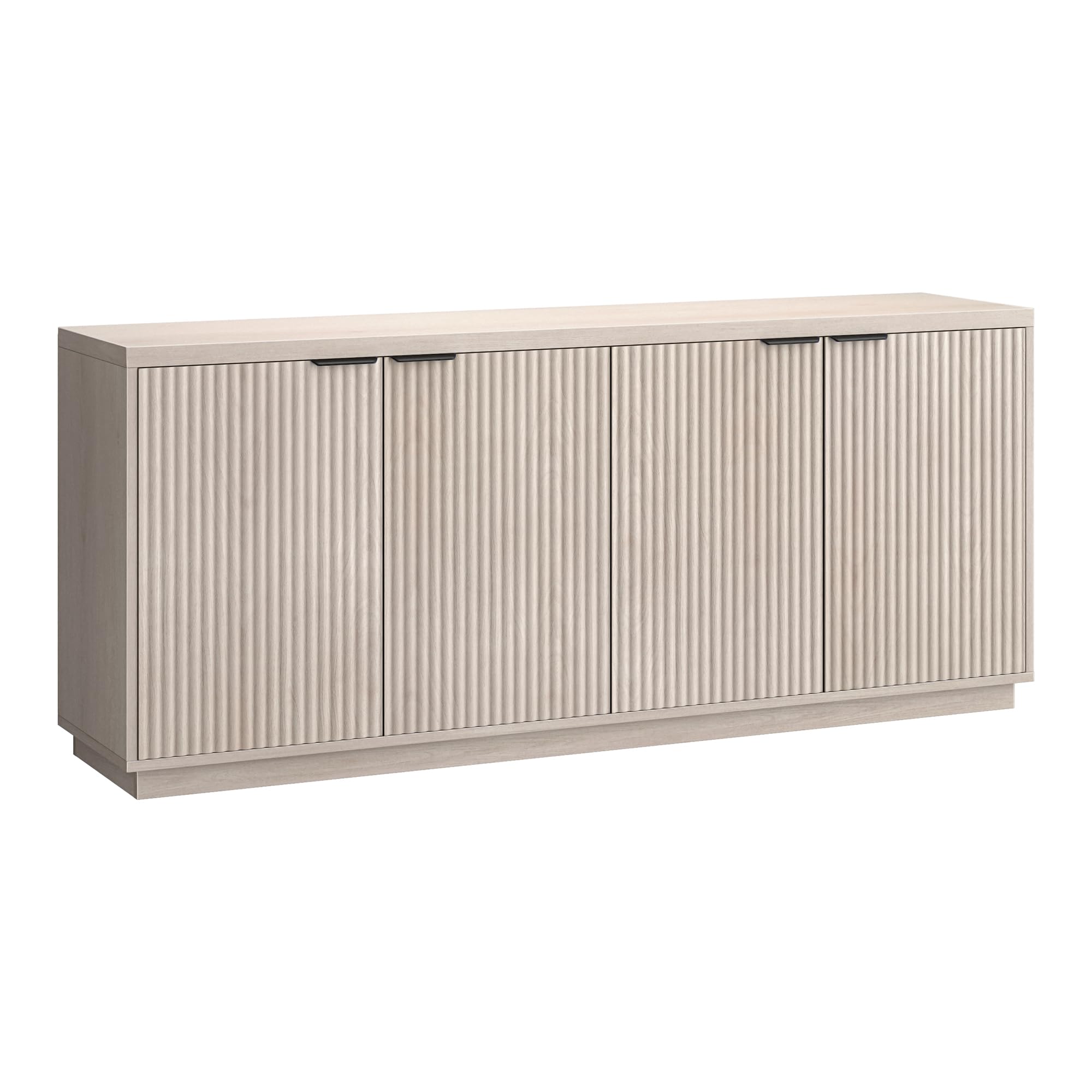 Photo 1 of Henn&Hart 68'' Fluted Sideboard Buffet Cabinet, Ribbed Wooden Credenza with 4 Doors, Adjustable Shelves, and Cable Management Cut-Outs for Dining Room, Kitchen, Living Room or Entryway, Alder White