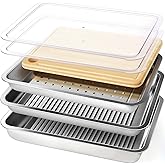QIZHENXX Grilling Prep and Serve Trays, Stainless Steel Large Capacity Food Prep Tray, Grill Carry System, Marinade Container with Lid and Cutting Board, BBQ Grill Accessories, Grilling Gifts for Men