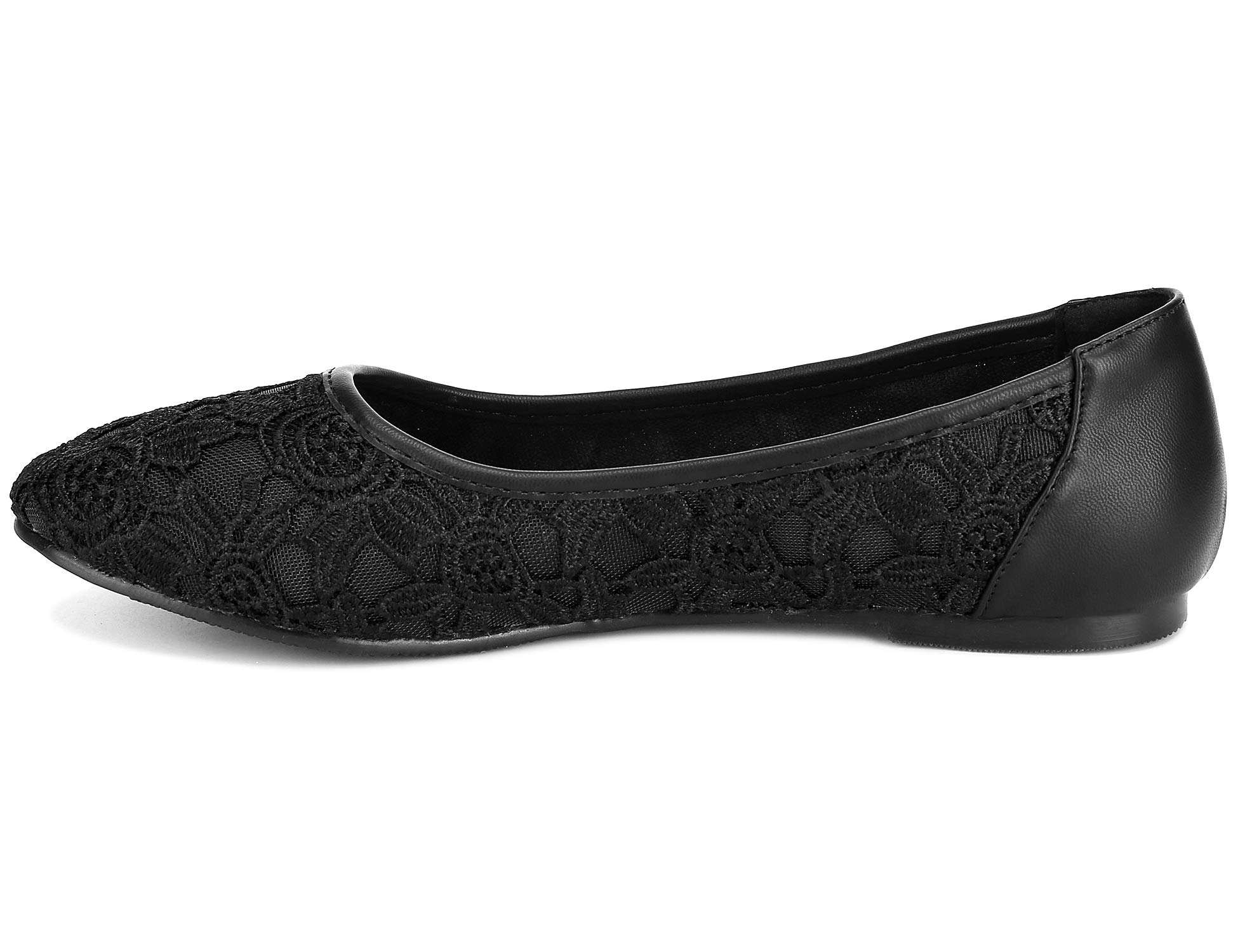 Greatonu Women's Flats Cut Out Round Toe Slip On Floral Ballet Flat Comfortable Lace Flats Dressy - Image 4