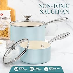 MICHELANGELO 3 Quart Saucepan with Lid - Non Toxic