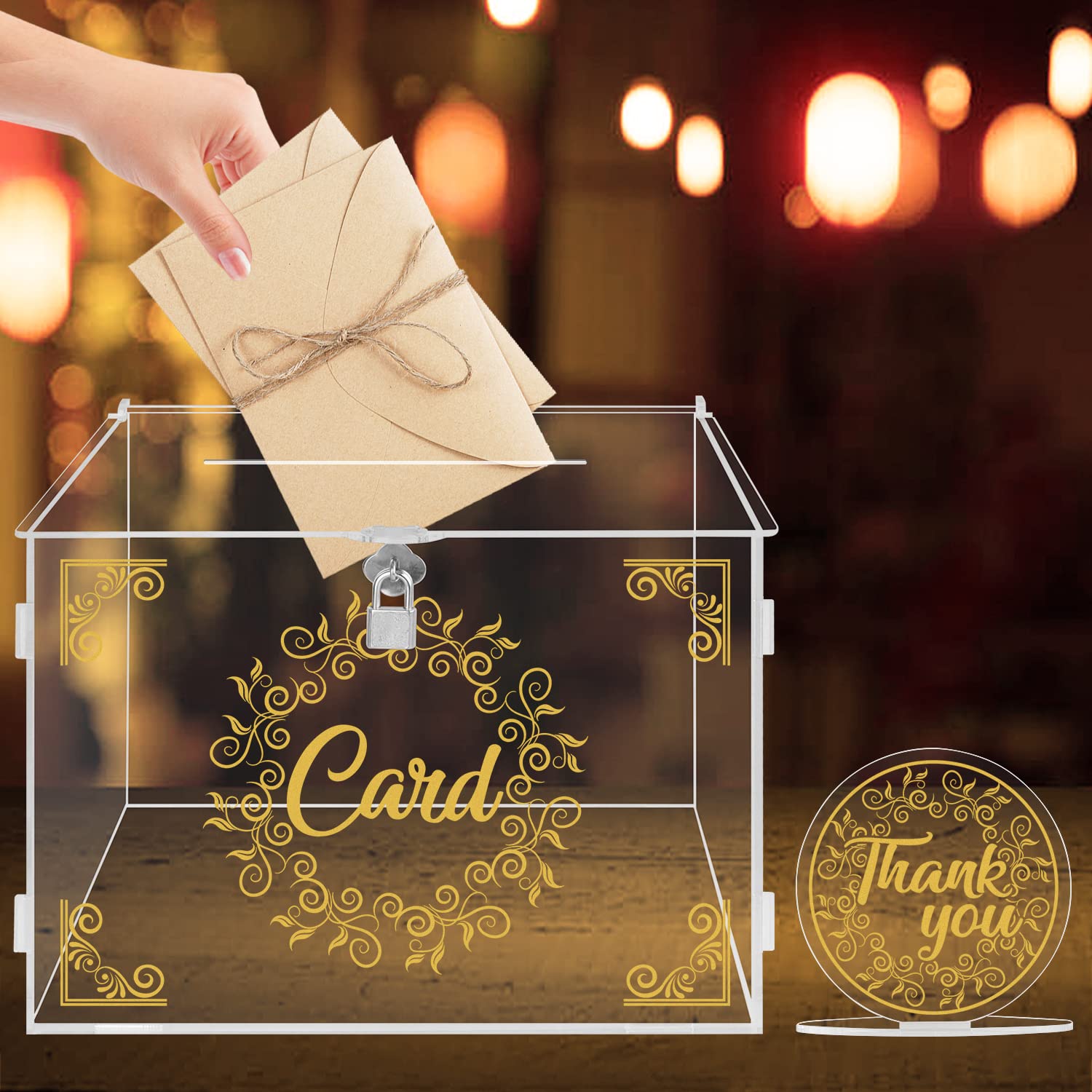 Photo 1 of **FOR PARTS ONLY/ DAMAGED PIECES** Ywlake Acrylic Wedding Card Box with Lock and Slot, Money Cash Gift Box Holder, Clear Wedding Post Box Letter Envelope Boxes for Reception Anniversary Birthday Party Baby Shower (Transparent)