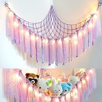 Bollepo Glow-in-the-Dark Bed Canopy For Girls - Rainbow Star Netting For Single/Twin/Full Beds