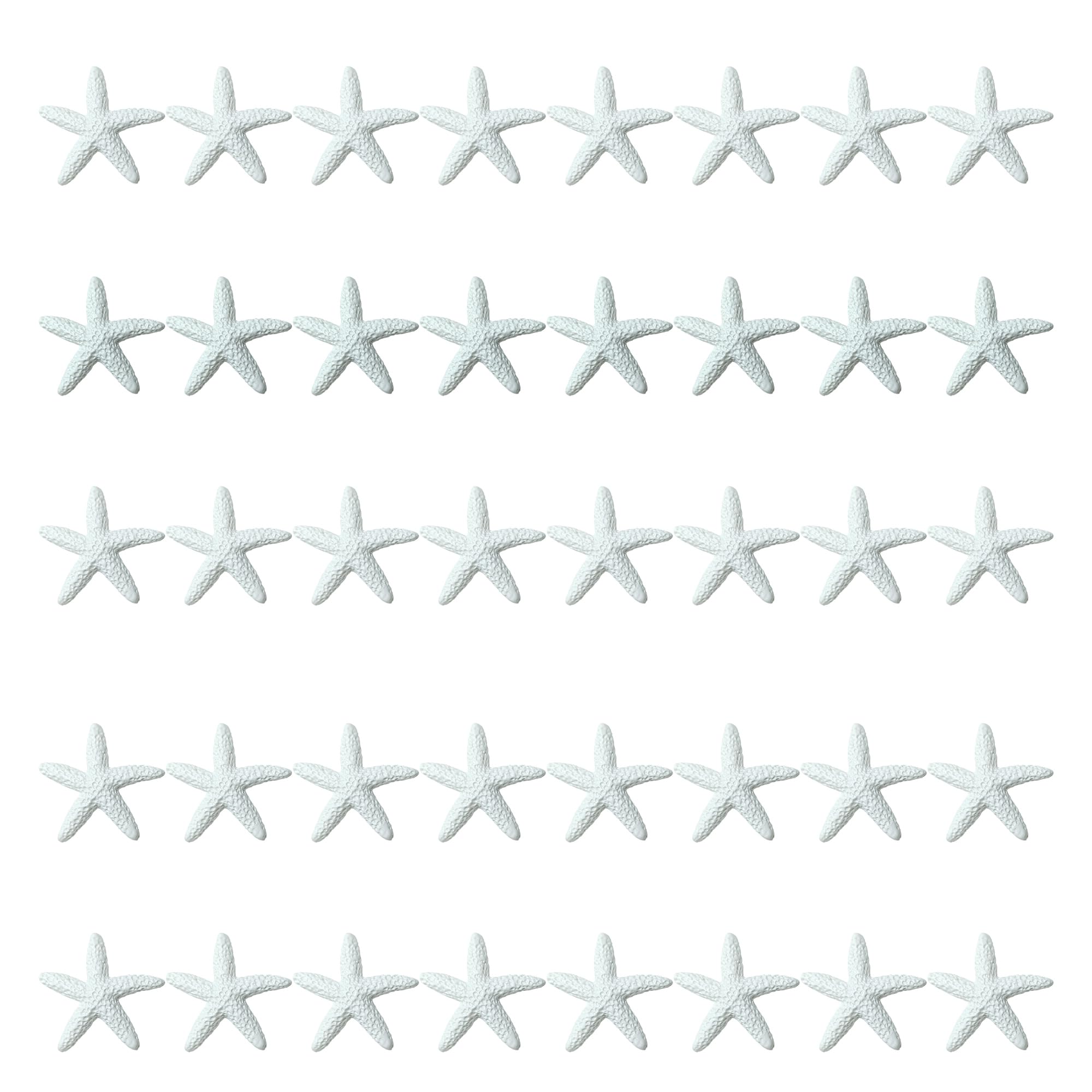 LJY 40 Pcs Artificial Resin Starfish 3 cm (1.2 in) - Mini Sea Stars for Crafts, Aquarium Decoration, Vase Fillers, Wedding and Christmas Decor, Odourless Resin Charms for DIY (White)