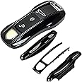 AeroBon 3-Piece Painted Fob Cover Compatible With Porsche Key Shell, Replacement (MK2, Black)