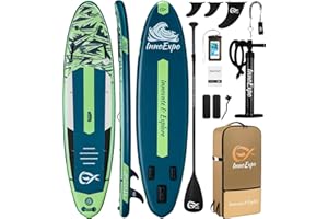INNOEPXO InnoExpo 11' Inflatable Stand Up Paddle Boards with Premium Accessories, Wide Stable SUP Paddle Board Design, Non-Slip Comfort Deck for Youth & Adults