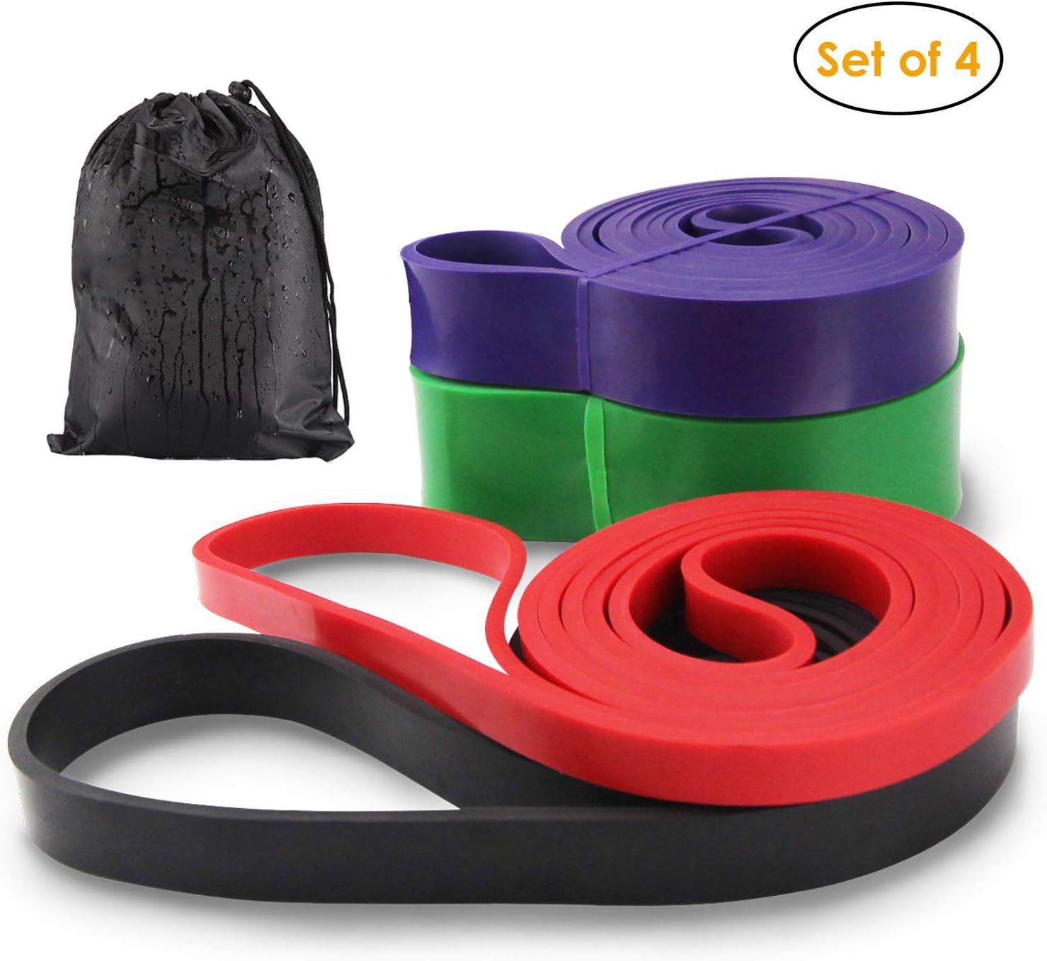 Whatafit Pull Up Assist Bands-Set of 4-Best Resistance Stretch Band for Men & Women. Crossfit Assistance Band for Exercise, Chin Ups, Powerlifting, Training, Gyms, Mobility Home Fitness-Single or Set