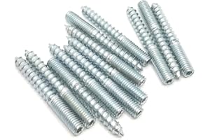 Haozheng Hanger Bolt M6x50 Silvery Double Headed Bolt Self-Tapping Screw for Furniture 12Pcs