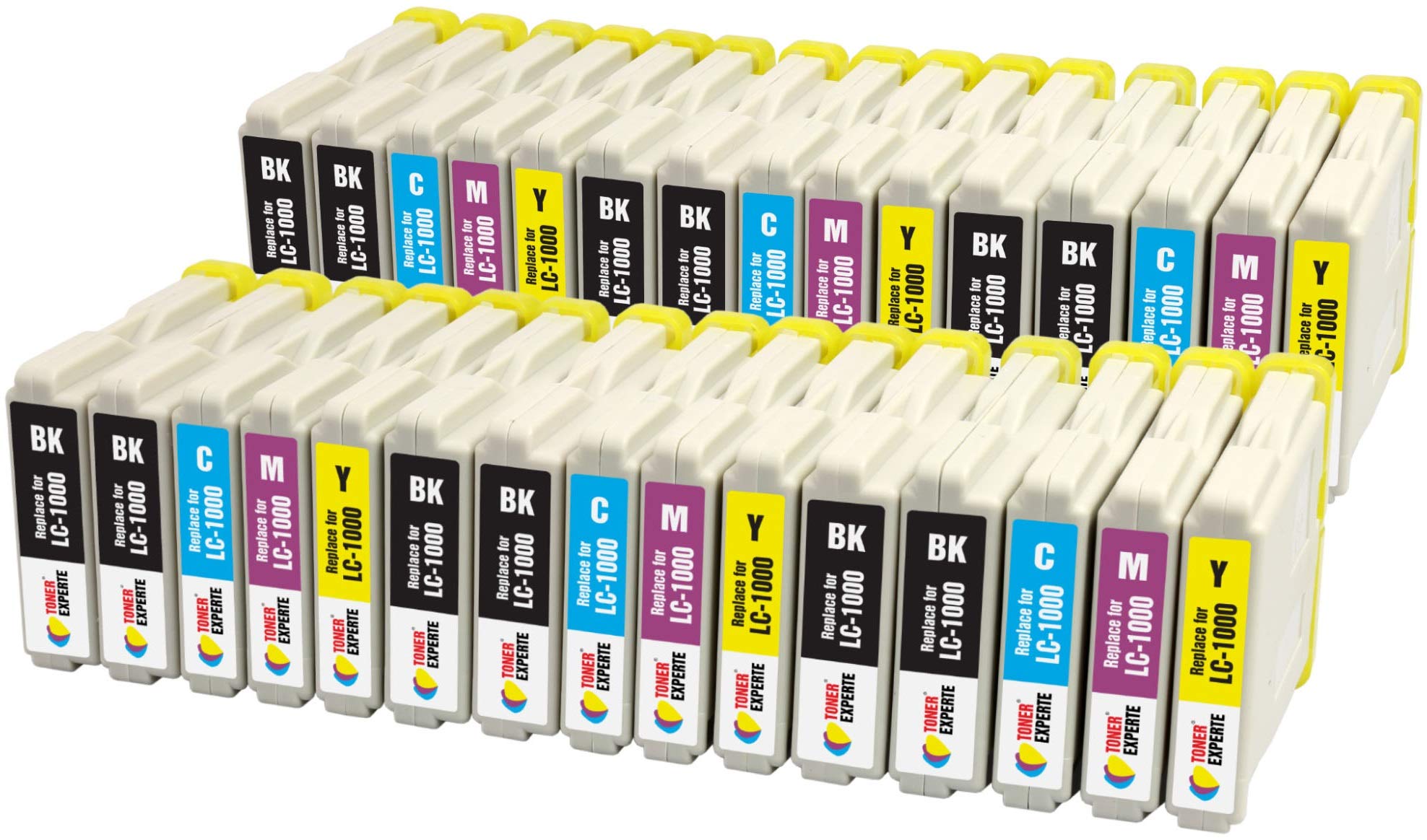 TONER EXPERTE LC1000 30 XL (6 SETS + 6 BLACK) Compatible Ink Cartridges for DCP-130C DCP-135C DCP-150C DCP-330C DCP-350C DCP-357C DCP-540CN DCP-560CN DCP-770CW FAX-2840 | High Capacity