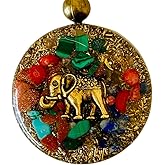 Orgone Necklace, Elephant of Abundance, Prosperity Crystals and Healing Stones Orgonite Pendant Protection - SBB Coil - 7 Chakra - Reiki, Yoga, Amethyst, Women- Handmade, Arte Orgones Design