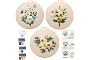 GLTAYLMY Embroidery Kit for Beginners,Cross Stitch Kits for Adults DIY Craft 3pcs Embroidery Pattern Needlework Fabric Embroidery Thread and Needles 1pcs Embroidery Hoop Adult Stitch Stuff Sewing Kit Gift