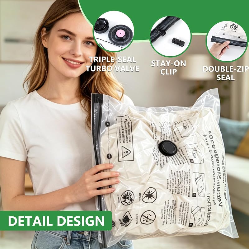 Bolsas Vacio Ropa 10Pcs con Bomba Eléctrica, Bolsas de Vacío para Ropa
