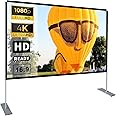 Projector Screen with Stand 16:9 HD 4K Outdoor Indoor Projection Screen for Home Theater 3D Fast-Folding Projector Screen wit