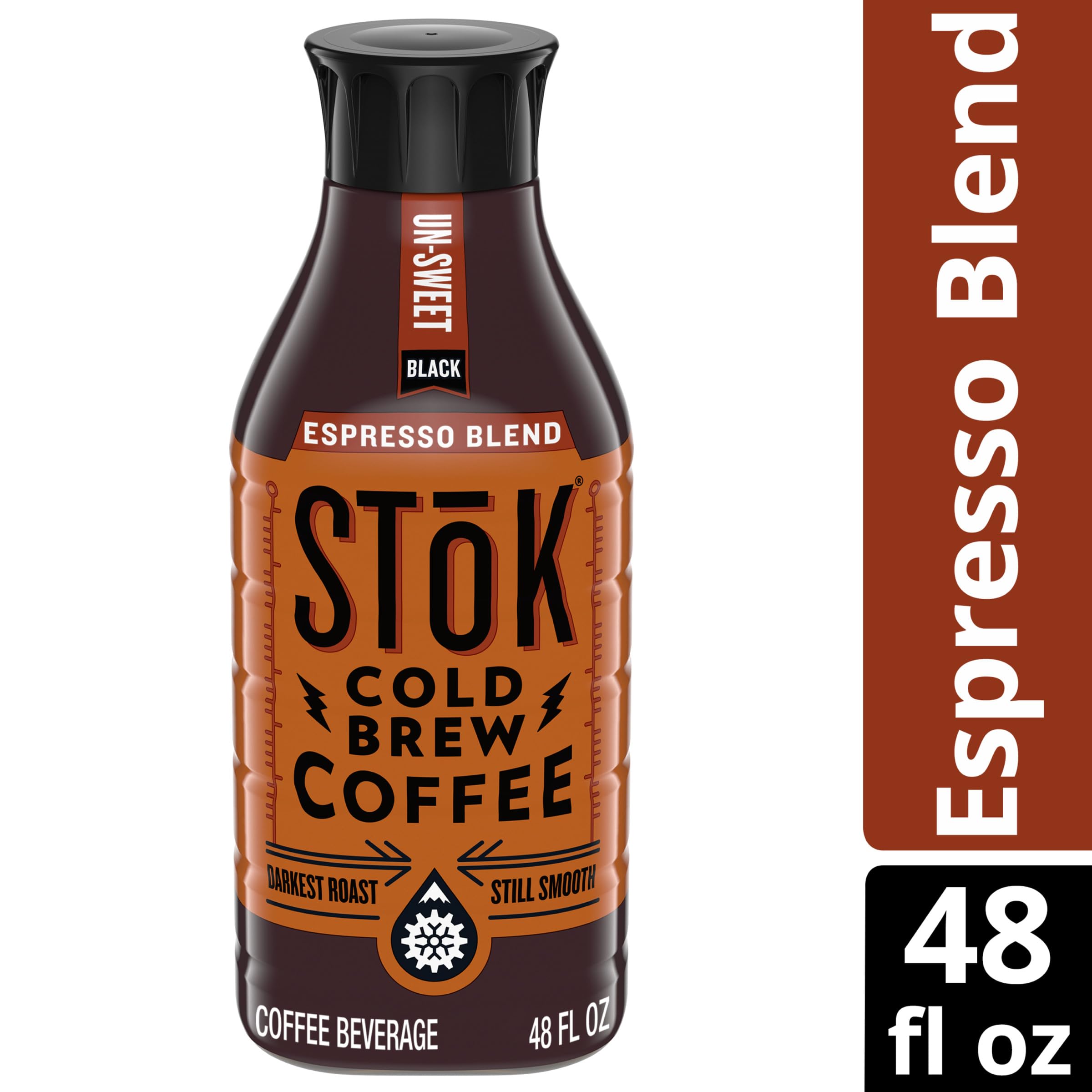 SToK Cold Brew Coffee, Un-sweet Black Espresso Blend, 48 oz. Bottle