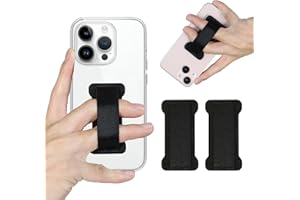 WUOJI Cell Phone Finger Grip Strap Holder for Hand, Finger Strap Phone Holder, New Slim Finger Loop Selfie Grip Compatible with Most Smartphones - 2Pack(Black)