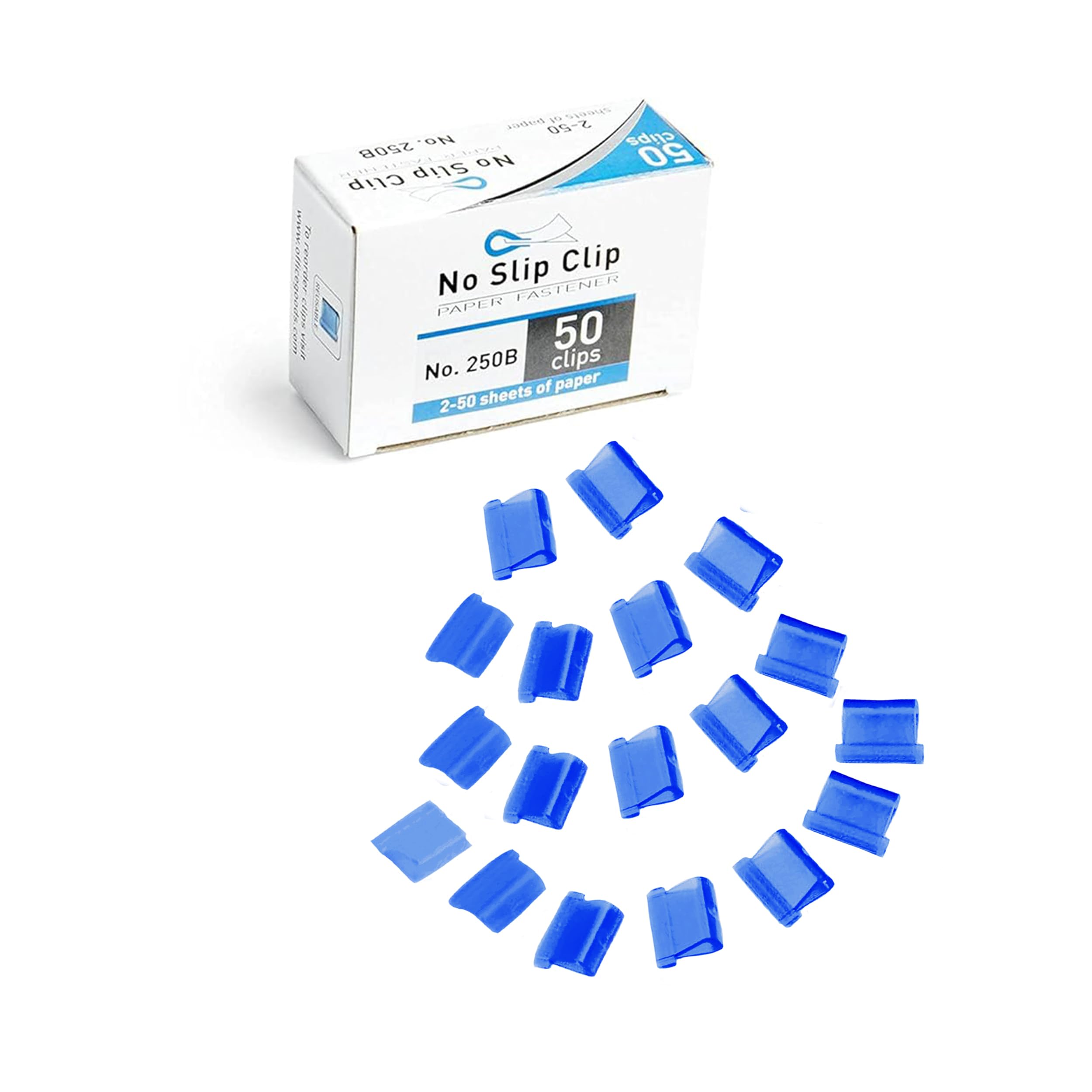 Refills for The NO Slip Clip - by OfficeGoods - 100 Clips - 2 Sizes (Blue)
