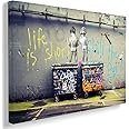 Quadro Astratto Su Tela Con Graffiti Di Banksy "Life Is Short Chill The Duck Out", Poster E Stampe Artistiche Da Parete, 60 X 90 Cm, Con Cornice