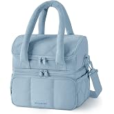 BAGSMART Lunch Bag Women, Double Deck Insulated Lunch Box, Dusk Blue | Puffer Lunch Tote, Leakproof, Durable &amp; Reusable Large Lunch Cooler For Work Picnic Travel Meal Prep