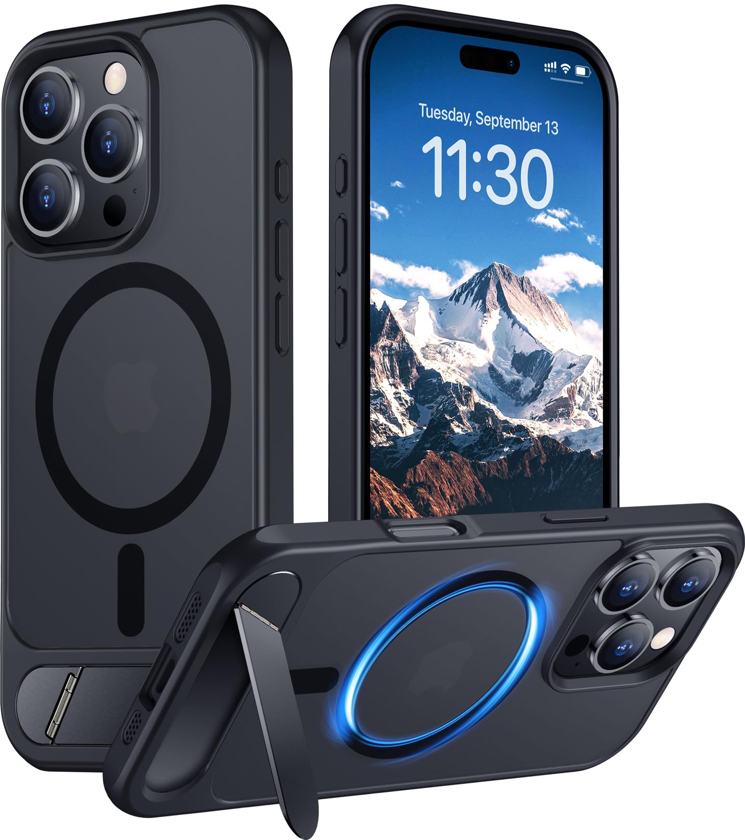 Photo 1 of Temdan Magnetic Compatible with iPhone 16 Pro Case, [Built-in Invisible Kickstand][Compatible with MagSafe] [Military Grade Shockproof] Slim Translucent Matte Phone Case for iPhone 16 Pro 6.3"