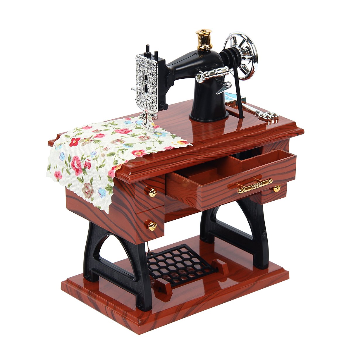 Kitchnexus Vintage Music Box Mini Sewing Machine Mechanical Toy Home Table Decoration Gift