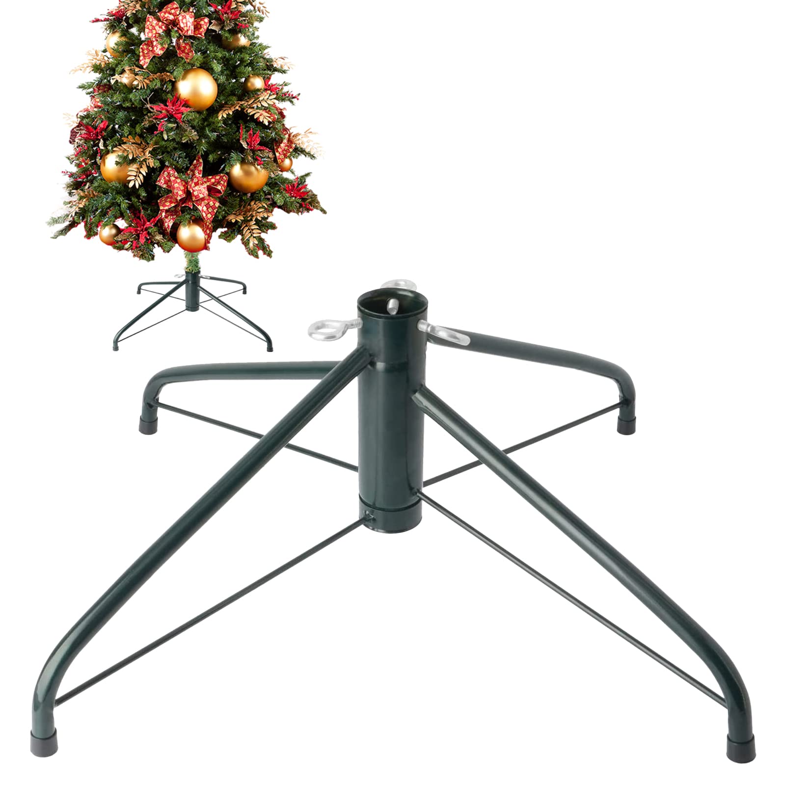 EZYDECOR Christmas Tree Stand Artificial Christmas Stand Base for 4 Ft to 7 Ft Trees Metal Xmas Bracket Holder Base Replacement Green (20.5")