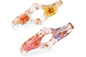 Prasacco 2 Pieces Book Page Holder, Dried Flower Book Holders for Reading Thumb Ring Page Holder Flower Bookmark Reading Accessories for Readers Books Lovers Bookworm Bookmarks (2PCS Style5)