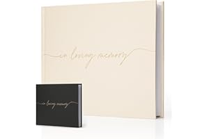 Braveriky Twill Funeral Guest Book for The Celebration of Life - in Loving Memory Guestbook with a Memory Table Sign - Hardcover Guest Sign in Book for Funeral Service - 320 Entries, 9"x7.5", Beige
