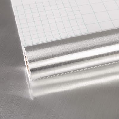 TOTIO 16x118 Inch Self-Adhesive Silver Wallpaper, Waterproof & Oil Proof