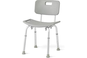 Medline Bath Chair, Bench, Seat, Stool for Disabled, Seniors & Elderly Bathroom Transfer Inside Shower/Tub/Bathtub – 400 Lbs. Capacity, Gray