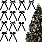 12 Pcs Christmas Green Velvet Bows for Gift Wrapping, 5.1" × 10.2" Twist Tie Bowknot Premade Ribbon Bows for Bouquets Invitations Baskets Crafts Wreaths Wedding Christmas Party Decorations