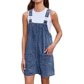 BerryGo Women's Denim Overall Dress Jean Sleeveless Mini Pinafore Adjustable Straps Overall Dress With Pocket