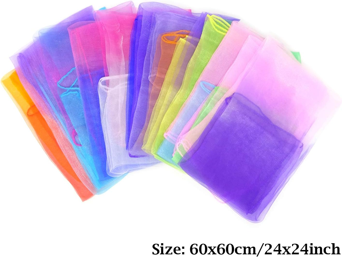 HONBAY 12PCS Gradient Color Square Scarves Juggling Scarves Silk Dance Scarves Performance Props,24 x 24 Inch: Toys & Games