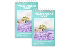 Bondream Watercolor Book(2 Pack,50 Sheets Total)-140lb/300g,5.5" x8.5” Watercolor Paper Pad,Spiral Bound Painting Drawing Pap