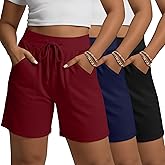 Evervibe 3 Pack Women's Plus Size Bermuda Shorts Drawstring High Waisted Long Yoga Casual Athletic Bottom with Pockets