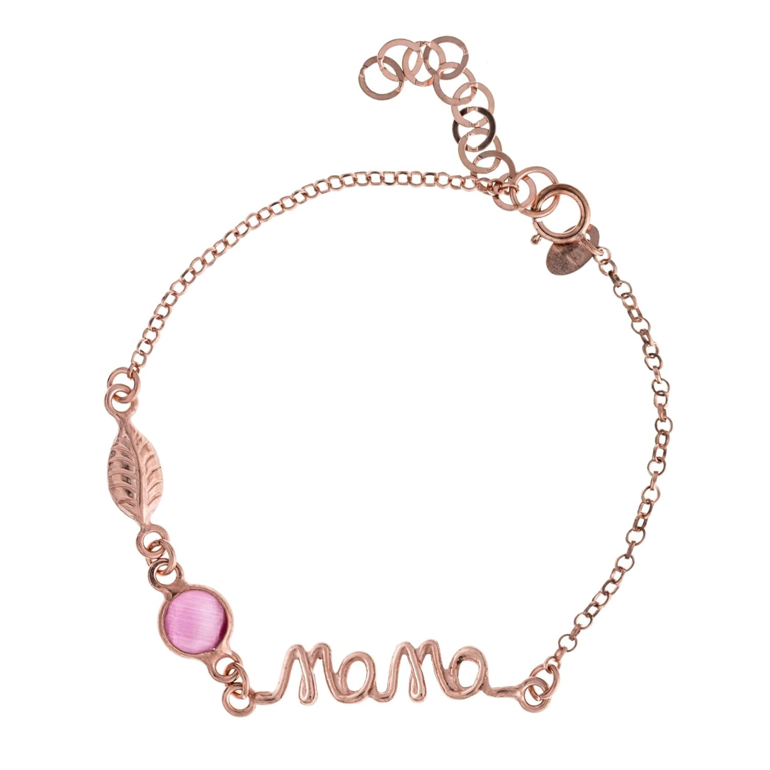 Córdoba Jewels  Pulsera plata de Ley bañada oro rosa con piedra