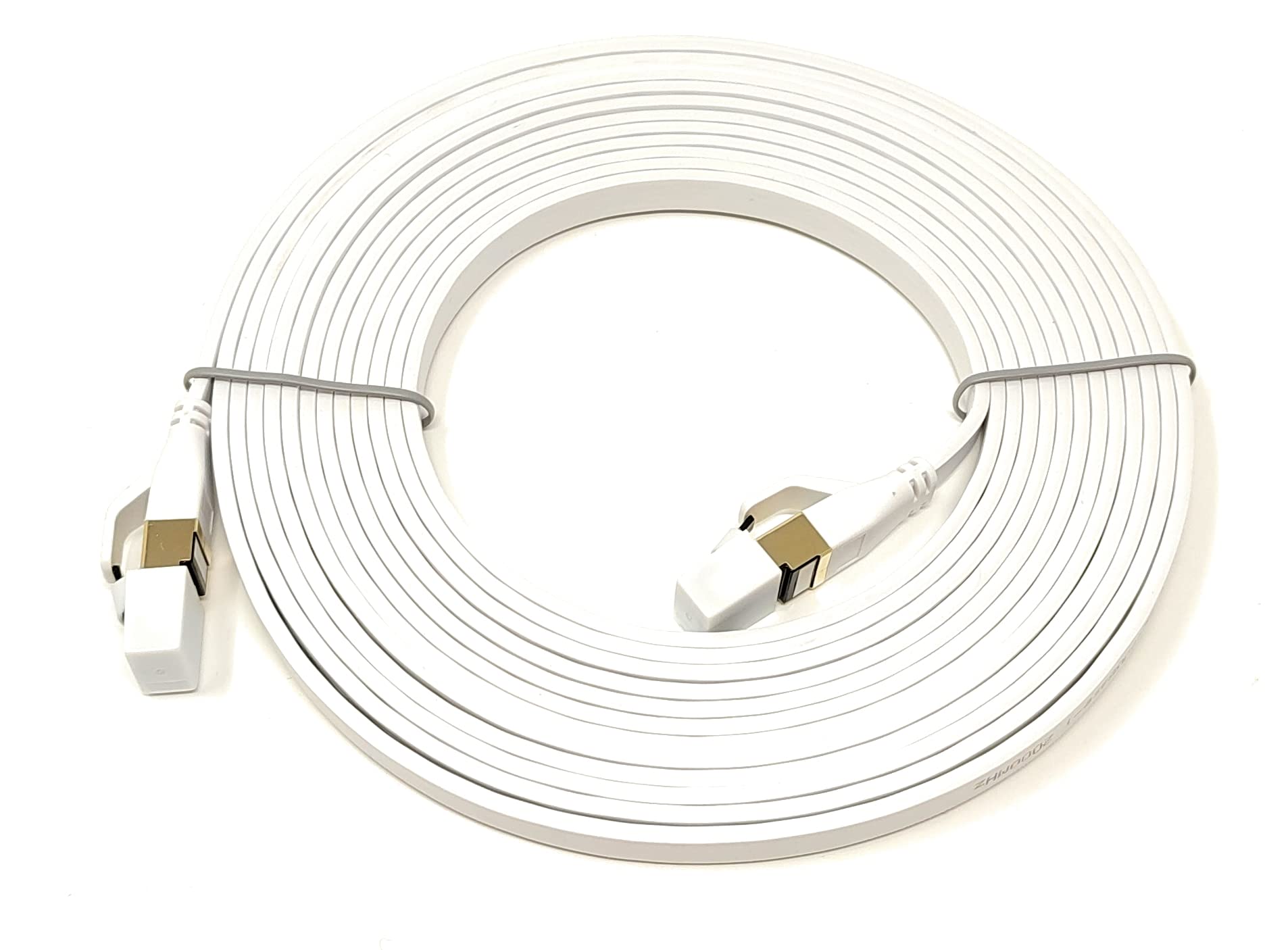 Maincore (5m CAT8 Flat Ethernet Cable SSTP Shielded 2000MHz 40Gbps High Speed, Lan Network Internet Modem Cord, RJ45 Gold Plated Connectors (5m, White)