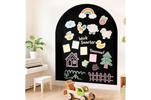 FANPROMS Magnetic Wall Decal 100x80CM Black Magnetic Wall Decal Arch Chalkboard with Multiple Accessories for Home Playroom