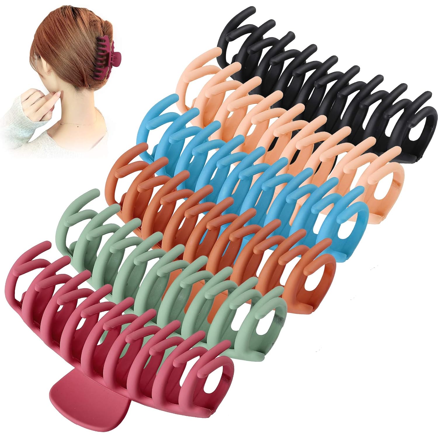 Tyfthui 6 Pcs Hair Claw Clips for Women Nonslip Hair Clips for Women and Girls, Strong Hold for Thin/Thick Hair Fashion Hair Styling Accessories (Multi-colored B) : Beauty