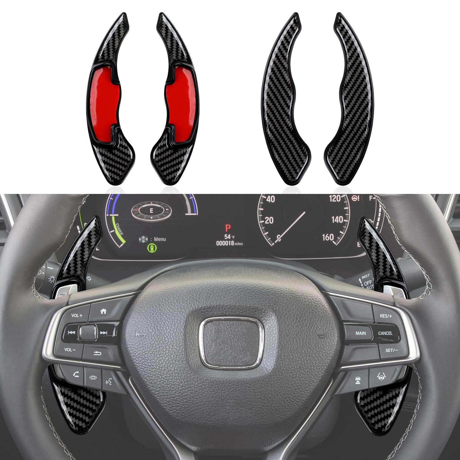 Photo 1 of 2PCS Steering Wheel Paddle Shifter Extensions Trim Carbon Fiber Decal Sticker Compatible with Honda Accord Civic Odyssey Pilot CR-V Insight Acura RDX MDX ILX RLX TL TLX TSX ZDX UR-V (Black)