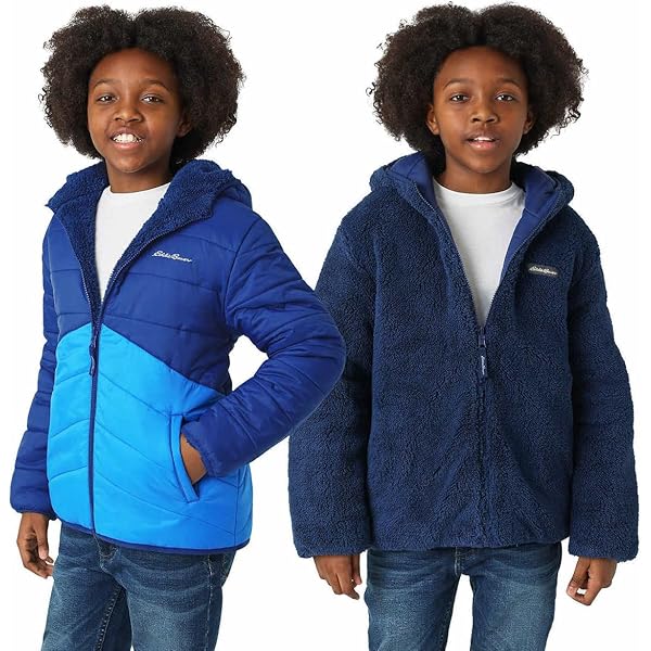 Amazon.com: Eddie Bauer Boys Reversible Hooded Down Jacket (Blue