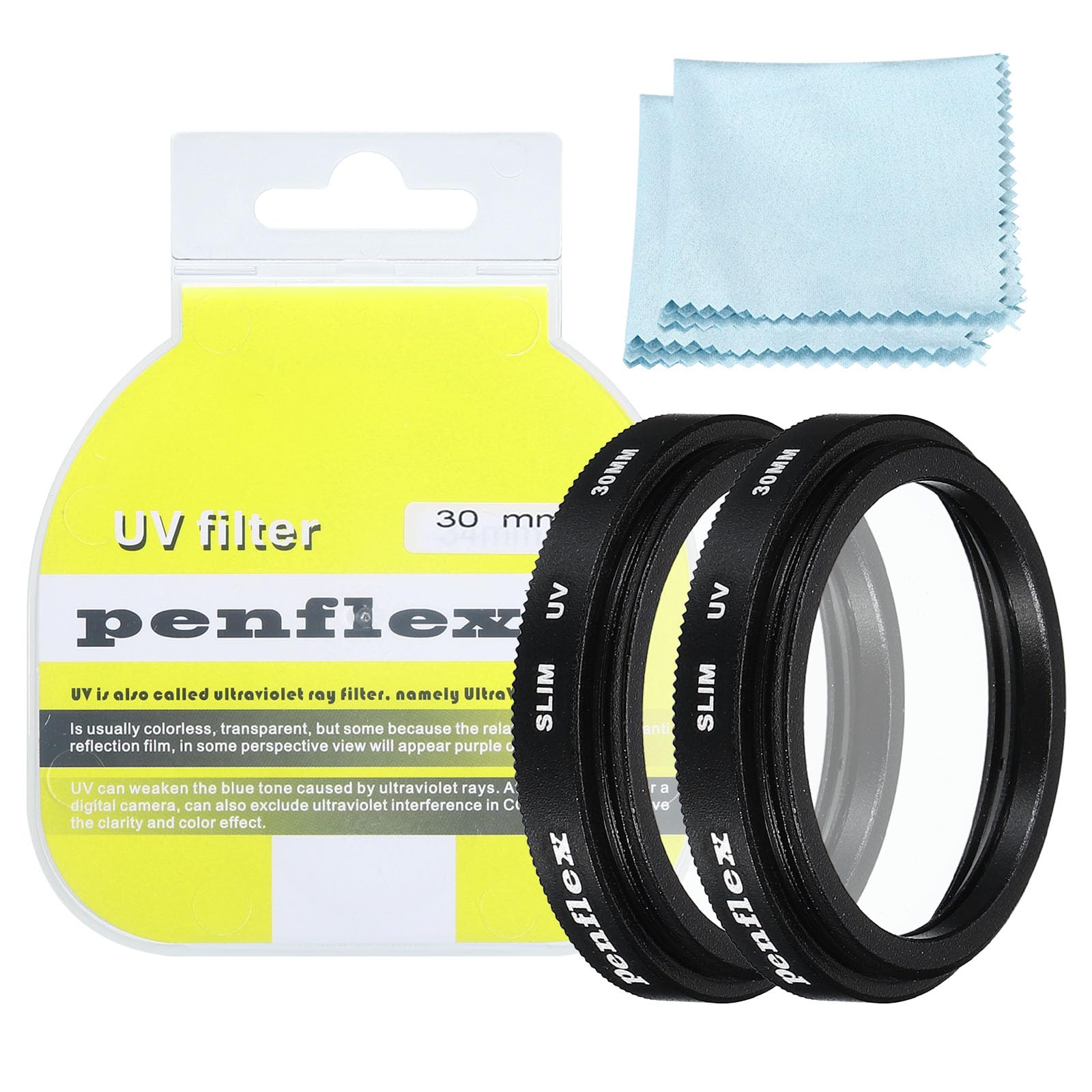 PATIKIL 30mm UV Filter, 2 PCS UV Protection Filter SLIM UV Camera Lens Filter Aluminum Optical Camera Accessory Crystal Clear Pics for 30mm Camera Lens Filter Photography Picture