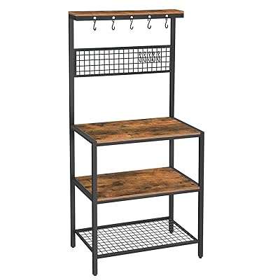 VASAGLE ALINRU Kitchen Bakers Rack with 3 Shelves & 10 Hooks